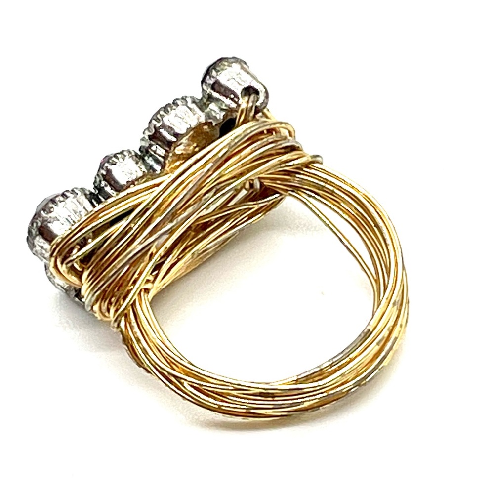 Wire Wrapped Rhinestone Ring Sz 5 - Picture 4 of 6